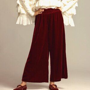 Anthropologie Red Wide Leg Pants